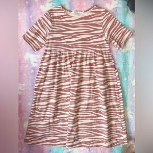H&M Zebra Print Kids Dress in Pink and White